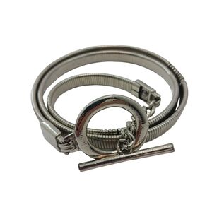 VINTAGE Womens Snake Belt Metal Sleek Modern Silver Tone